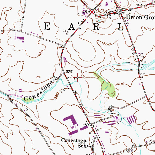 Topographic Map of Weavers Mill Post Office (historical), PA