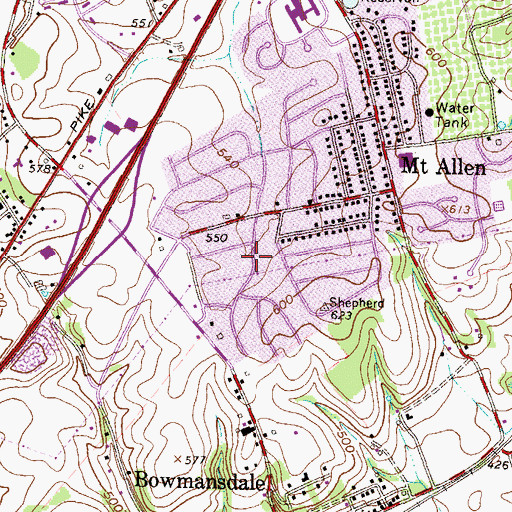 Topographic Map of Spring Run Manor, PA
