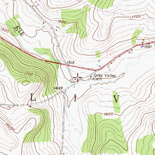 Topographic Map of Grays Valley Post Office (historical), PA