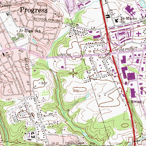 Topographic Map of Union Square, PA