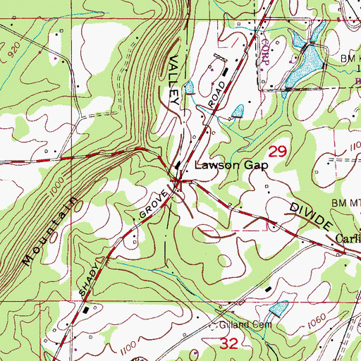 Topographic Map of Lawson Gap, AL