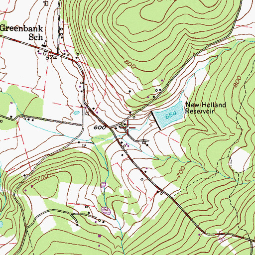 Topographic Map of Green Bank Post Office (historical), PA