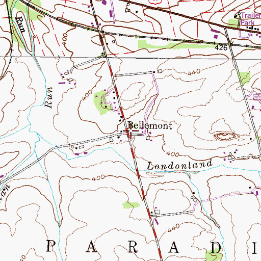 Topographic Map of Bellemont Post Office (historical), PA