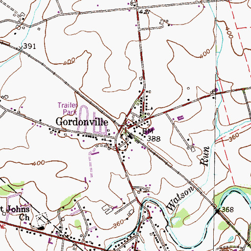 Topographic Map of Gordonville Post Office (historical), PA