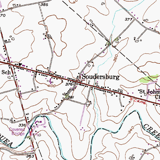 Topographic Map of Soudersburg Post Office (historical), PA