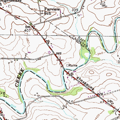 Topographic Map of Wheatland Mills Post Office (historical), PA