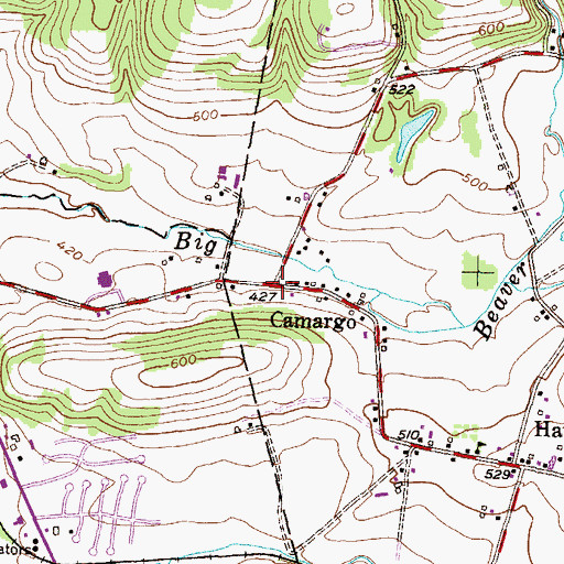 Topographic Map of Camargo Post Office (historical), PA