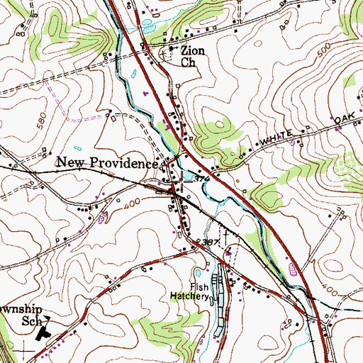 Topographic Map of New Providence Post Office (historical), PA