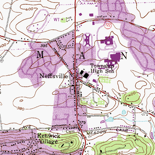 Topographic Map of Manheim Post Office (historical), PA