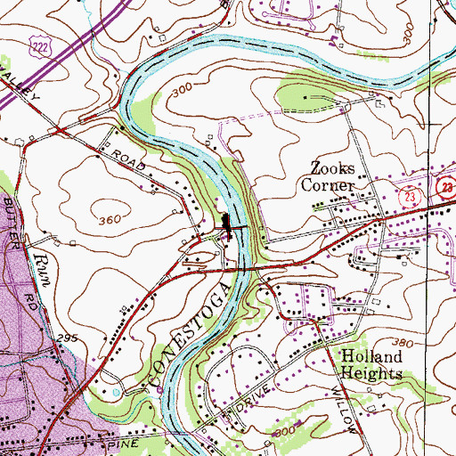 Topographic Map of Binkleys Bridge Post Office (historical), PA