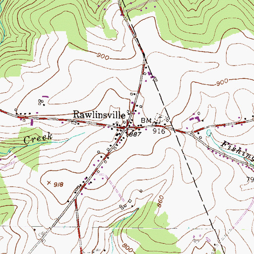Topographic Map of Rawlinsville Post Office (historical), PA