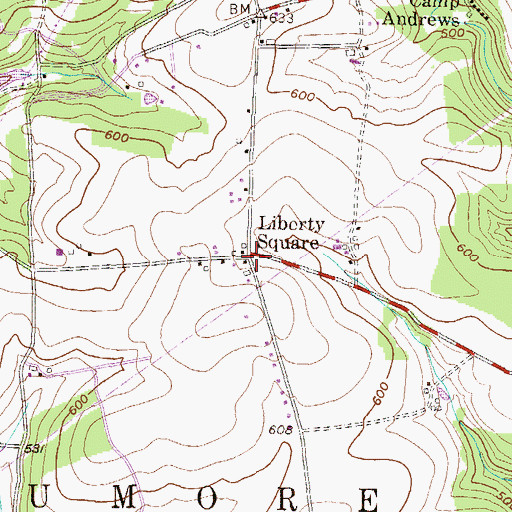 Topographic Map of Liberty Square Post Office (historical), PA