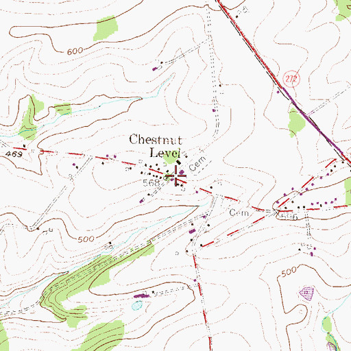 Topographic Map of Chestnut Level Post Office (historical), PA