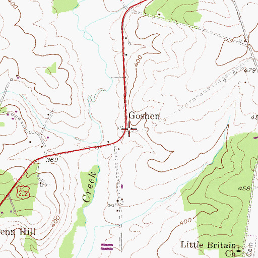 Topographic Map of Goshen Post Office (historical), PA