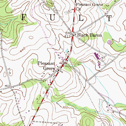 Topographic Map of Pleasant Grove Post Office (historical), PA