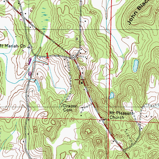 Topographic Map of Leadus School, AL