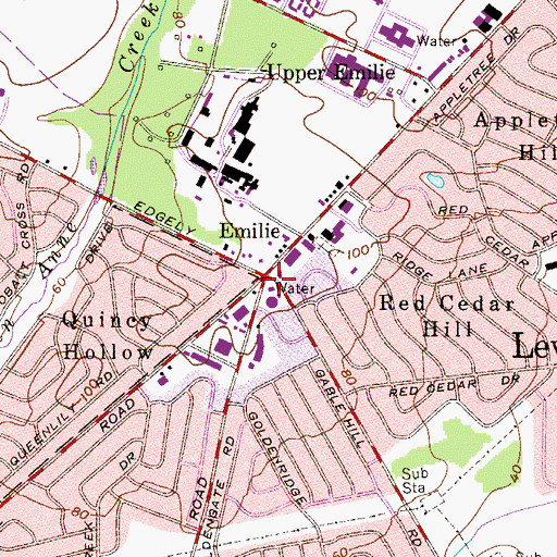 Topographic Map of Emilie Post Office (historical), PA