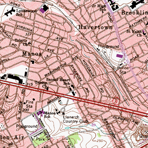 Topographic Map of Haverford Post Office (historical), PA