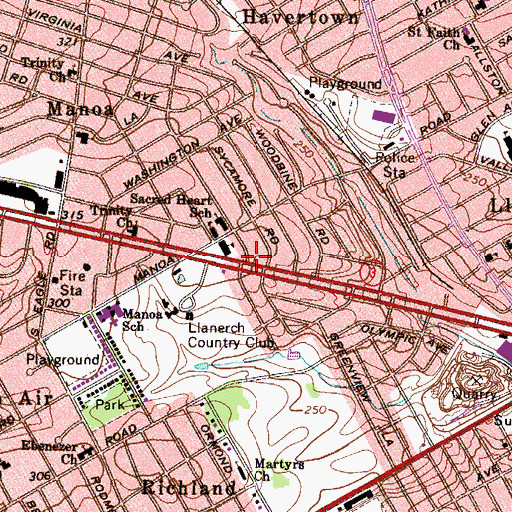 Topographic Map of Haverford Post Office (historical), PA