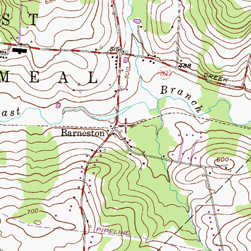 Topographic Map of Barnestown Post Office (historical), PA