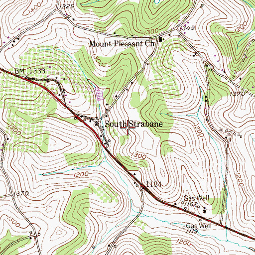 Topographic Map of Strabane Post Office (historical), PA
