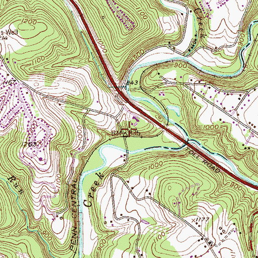 Topographic Map of Saunders Station, PA