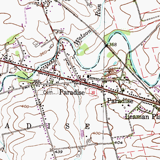 Topographic Map of Paradise Post Office (historical), PA