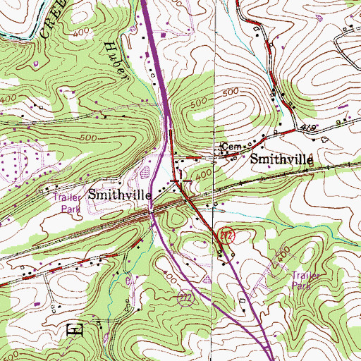 Topographic Map of Smithville Post Office (historical), PA
