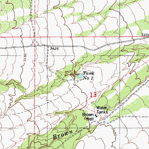 Topographic Map of Tank Number One, AZ