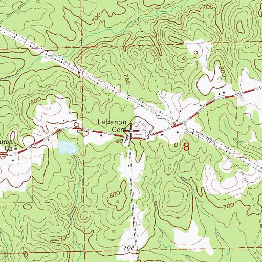 Topographic Map of Lebanon Cemetery, AL