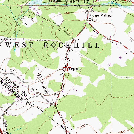 Topographic Map of Argus Post Office (historical), PA