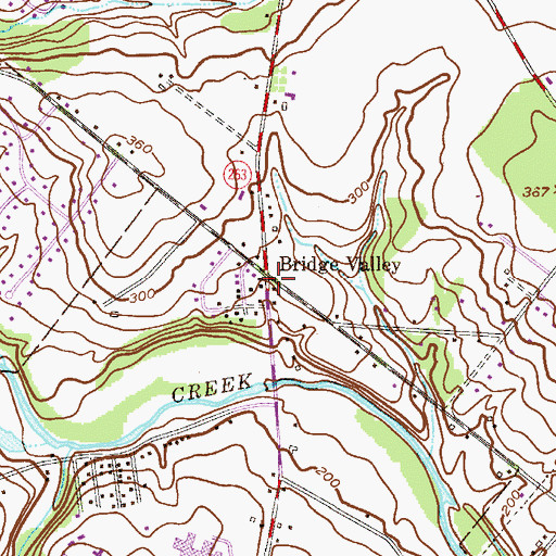 Topographic Map of Bridge Valley Post Office (historical), PA