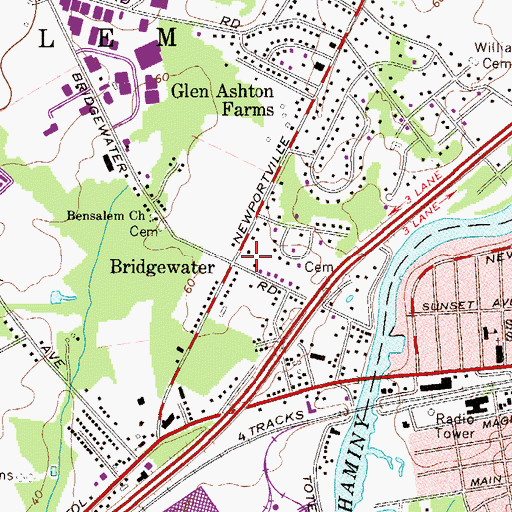 Topographic Map of Bridgewater Post Office (historical), PA