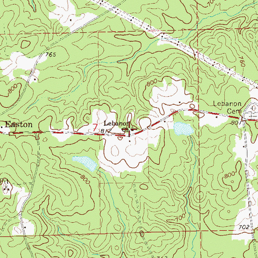 Topographic Map of Lebanon Church, AL