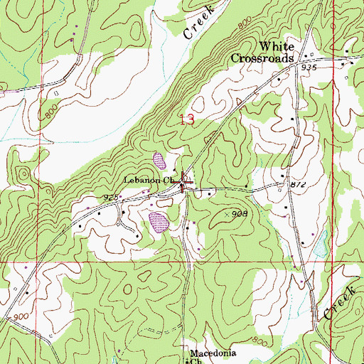 Topographic Map of Lebanon Church, AL