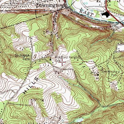 Topographic Map of Bradford Heights Elementary School, PA