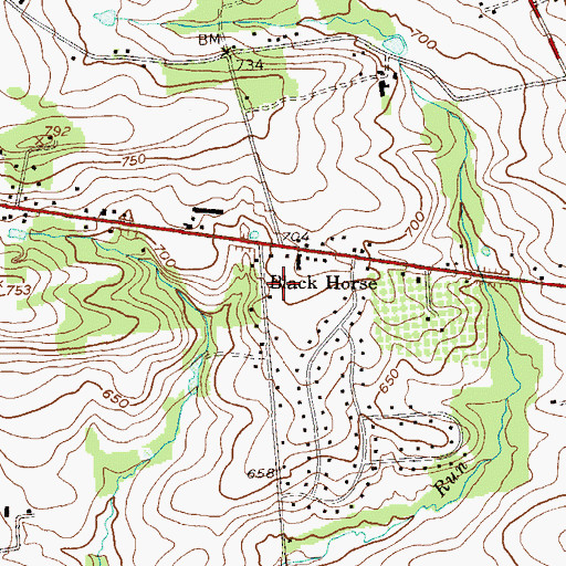 Topographic Map of Black Horse Post Office (historical), PA