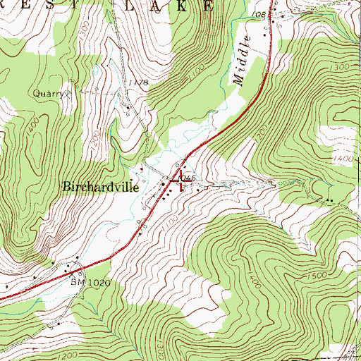 Topographic Map of Birchardsville Post Office (historical), PA
