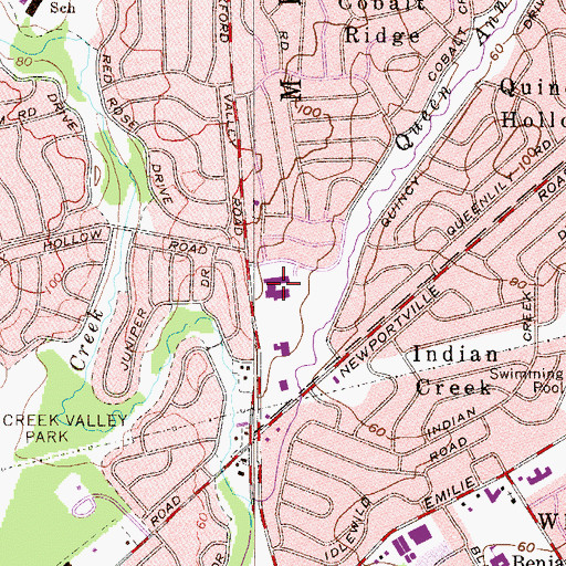 Topographic Map of Walter Miller School, PA