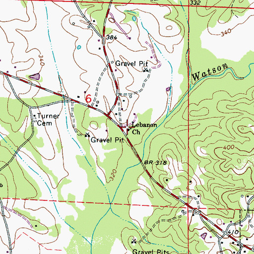 Topographic Map of Lebanon Church, AL
