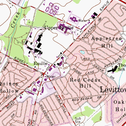 Topographic Map of Emilie Methodist Church, PA