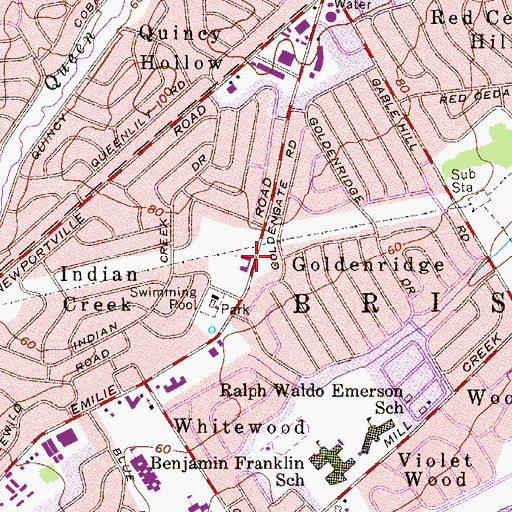 Topographic Map of Levittown Baptist Church, PA