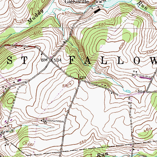 Topographic Map of Rattlesnake Run School, PA