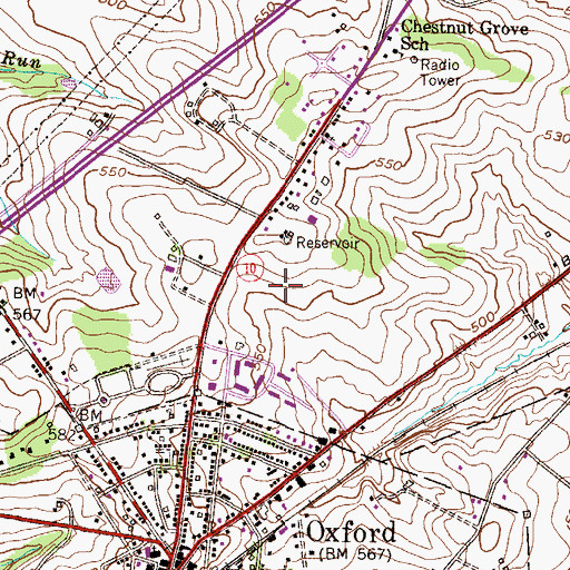 Topographic Map of Oxford Mall, PA