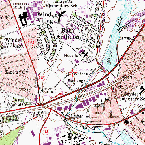 Topographic Map of Bristol Commerce Park, PA