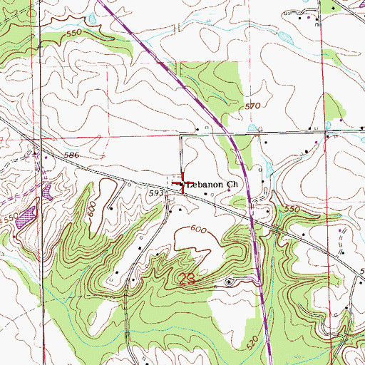 Topographic Map of Lebanon Church, AL