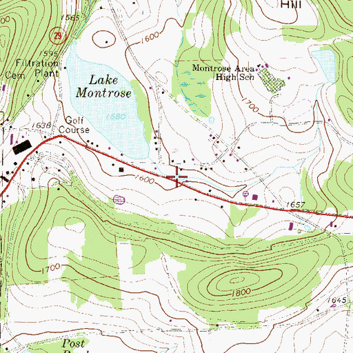 Topographic Map of Lake Montrose Plaza, PA