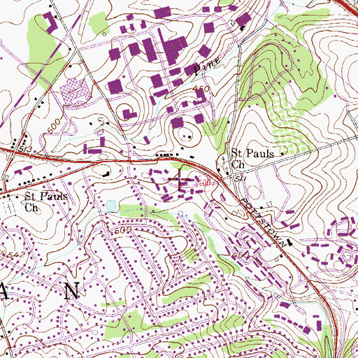 Topographic Map of Marchwood Shopping Center, PA