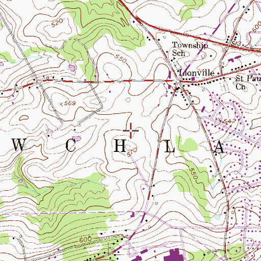Topographic Map of Clemens Shopping Center, PA