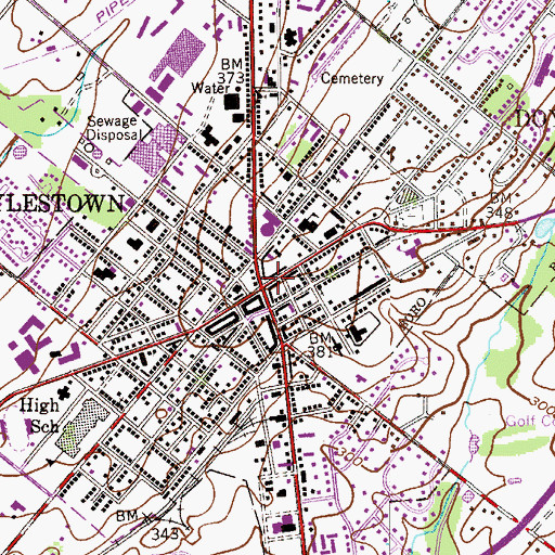 Topographic Map of Doylestown Post Office (historical), PA